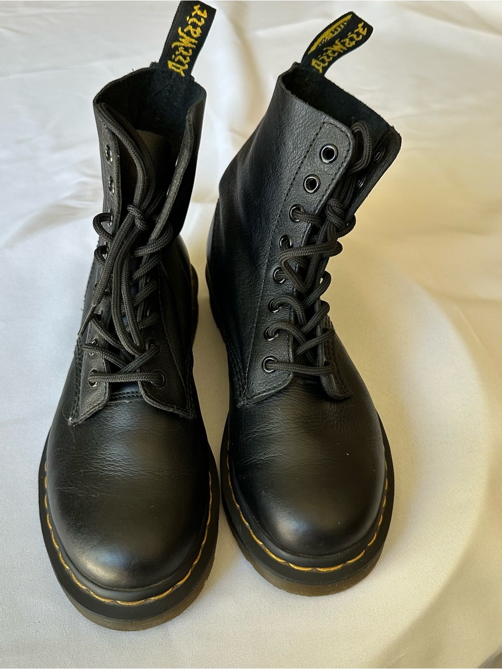 Dr. Martens Black Leather Lace-Up Combat Boot, Gothic, Noir and Y2K , Sz 7 Women